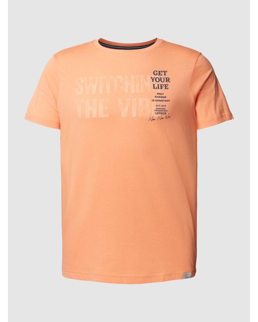 Lerros T-shirt Met Statementprint in het Orange voor heren