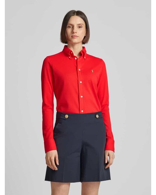 Polo Ralph Lauren Red Bluse mit Button-Down-Kragen