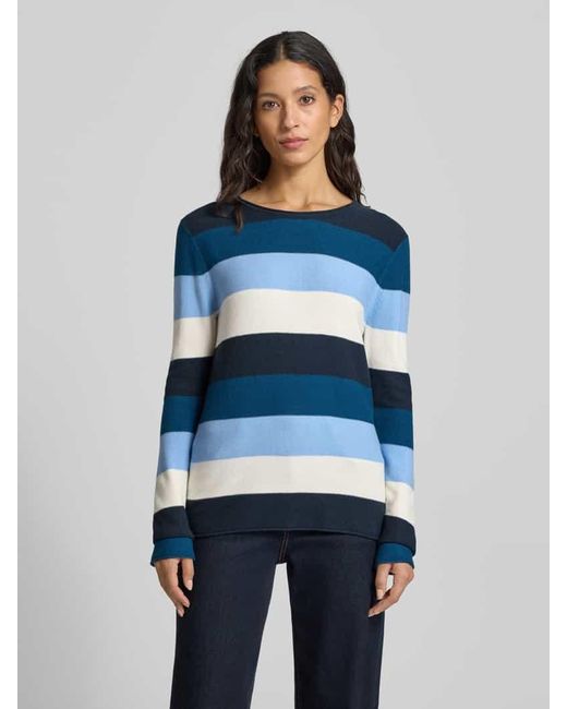 Tom Tailor Blue Regular Fit Strickpullover aus Baumwoll-Viskose-Mix