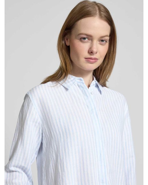 Brax Regular Fit Linnen Blouse Met 3/4-mouwen in het White