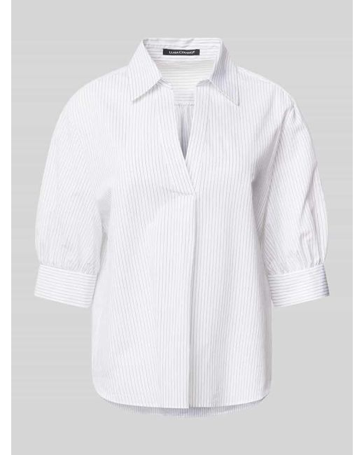 Luisa Cerano White Regular Fit Bluse mit V-Ausschnitt