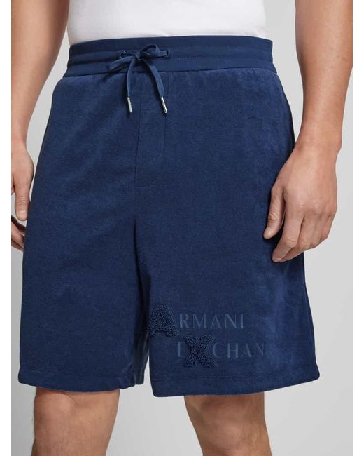 Armani Exchange Regular Fit Sweatshorts mit Label-Print in Blue für Herren