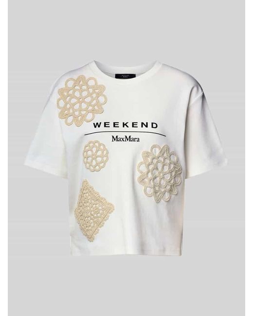 Weekend by Maxmara White T-Shirt mit Motiv-Stitching Modell 'LECCO'