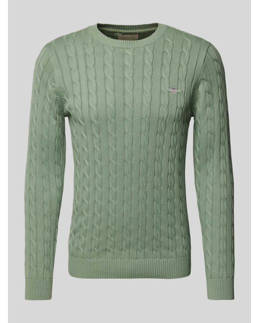 Gant Gebreide Pullover Met Ronde Hals in het Green voor heren