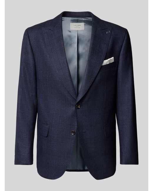 Carl Gross Regular Fit 2-Knoops Colbert Van Scheerwol, Model 'Tilano' in het Blue voor heren