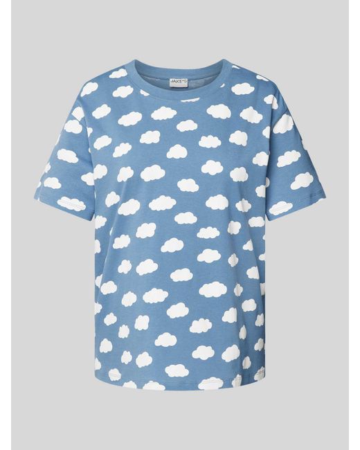Jake*s Blue Pyjama-Oberteil mit Allover-Motiv-Print
