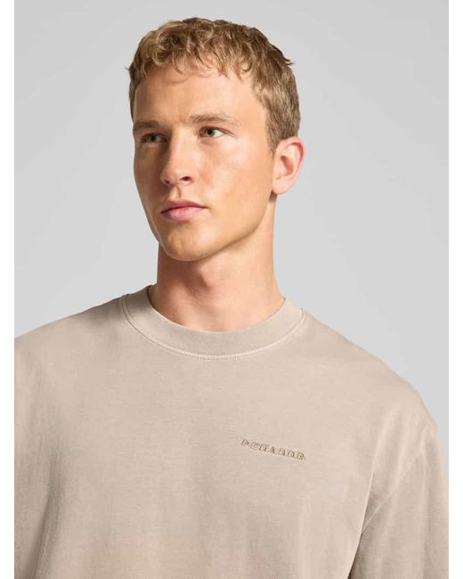 PEGADOR Oversized T-Shirt mit Label-Stitching in Natural für Herren