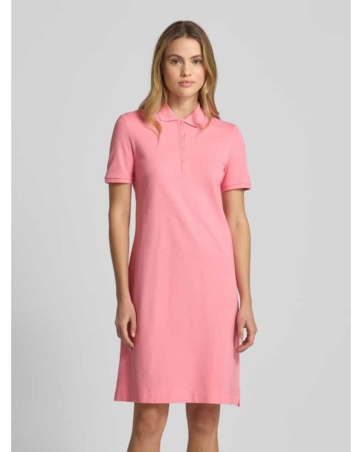 Christian Berg Women Pink Knielanges Polokleid mit Strukturmuster