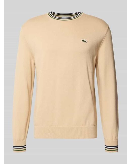 Lacoste Regular Fit Strickpullover aus reiner Baumwolle in Natural für Herren