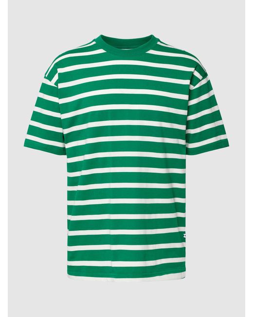 Minimum T-Shirt mit Streifenmuster Modell 'Kila' in Green für Herren