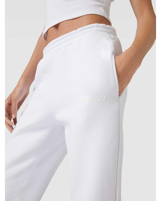 Review Sweatpants Met Labelprint in het White voor heren