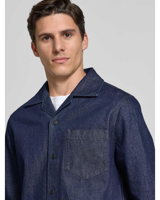 HUGO Regular Fit Overhemdjack Met Borstzak, Model 'Edelo' in het Blue voor heren