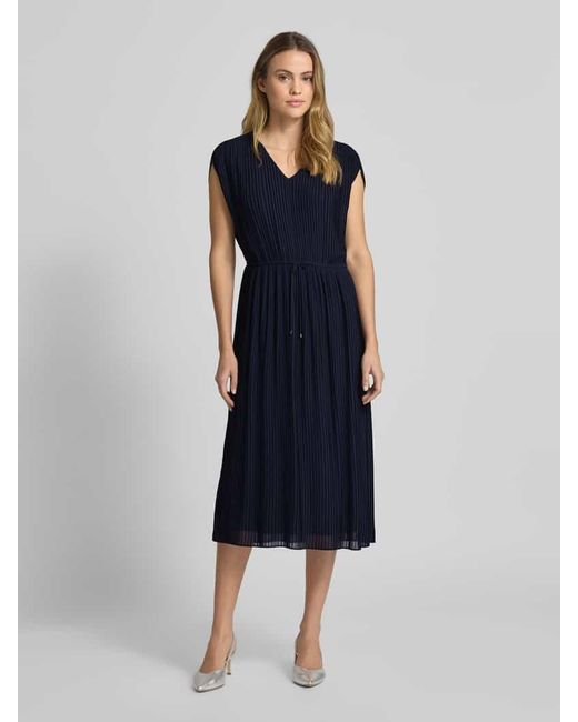 Comma, Blue Midikleid mit Plisseefalten