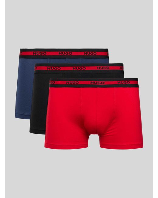 HUGO Trunks mit Label-Details im 3er-Pack in Red für Herren