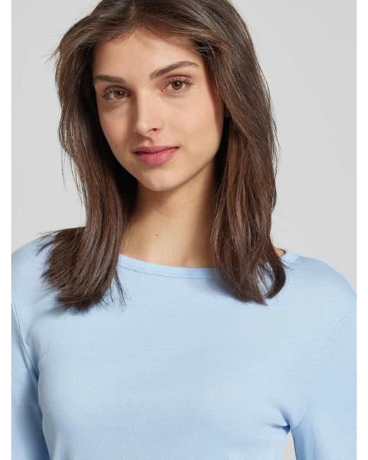 S.oliver Blue Regular Fit Langarmshirt aus reiner Baumwolle