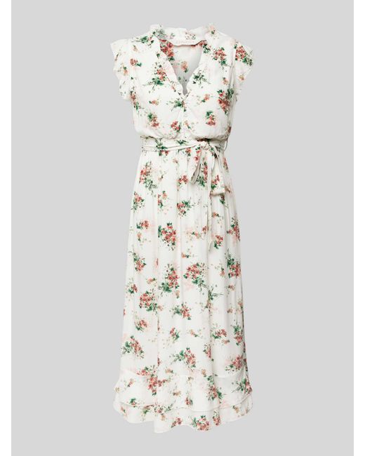 Apricot Midi-jurk Met All-over Bloemenprint in het White