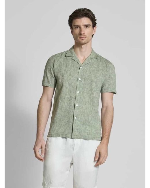 Lindbergh Relaxed Fit Leinenhemd mit 1/2-Arm in Green für Herren