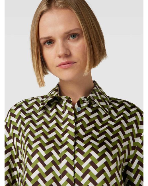 Max Mara Multicolor Hemdbluse aus Seide mit Allover-Muster Modell 'PROCIDA'