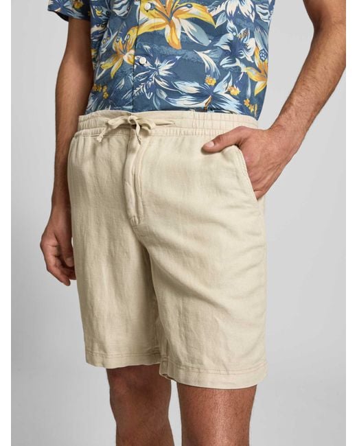 Superdry Regular Fit Korte Linnen Broek Met Tunnelkoord in het Natural voor heren