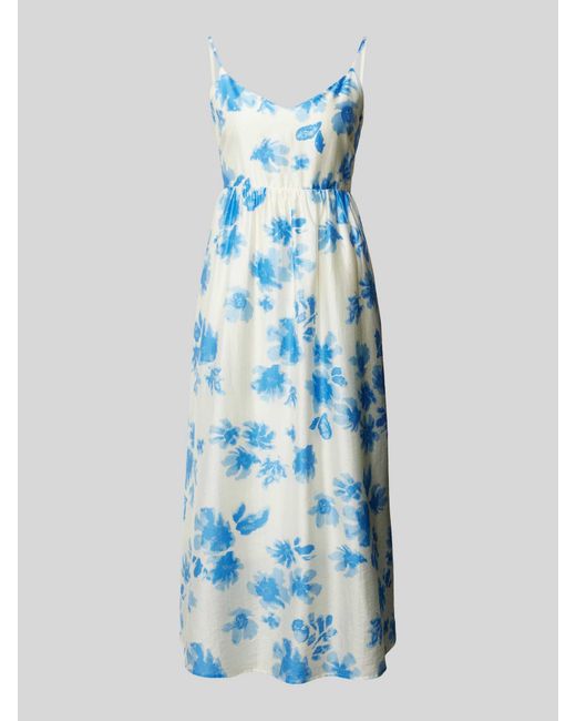 MSCH Copenhagen Blue Knielanges Kleid aus Viskose mit Allover-Muster Modell 'Berdina'