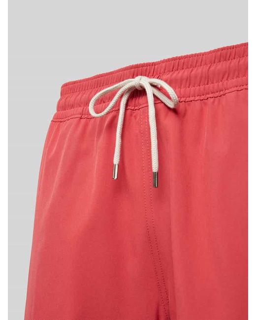 Polo Ralph Lauren Badehose mit Logo-Stitching Modell 'TRAVELER' in Red für Herren