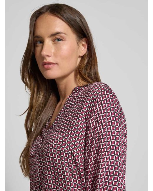 MORE&MORE Purple Slim Fit Bluse mit V-Ausschnitt