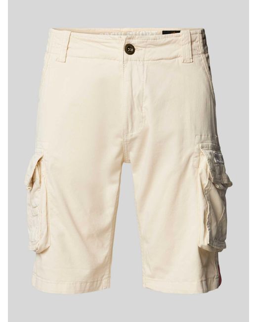 Alpha Industries Regular Fit Korte Cargobroek Met Labelstitching, Model 'Crew Short' in het Natural voor heren