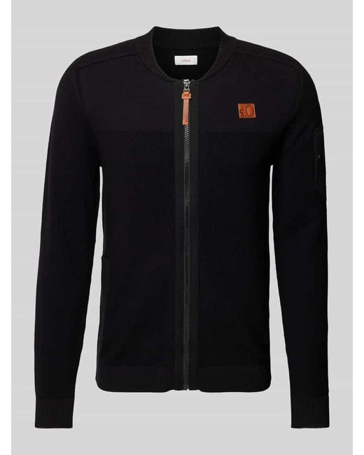 S.oliver Regular Fit Strickjacke aus reiner Baumwolle in Black für Herren