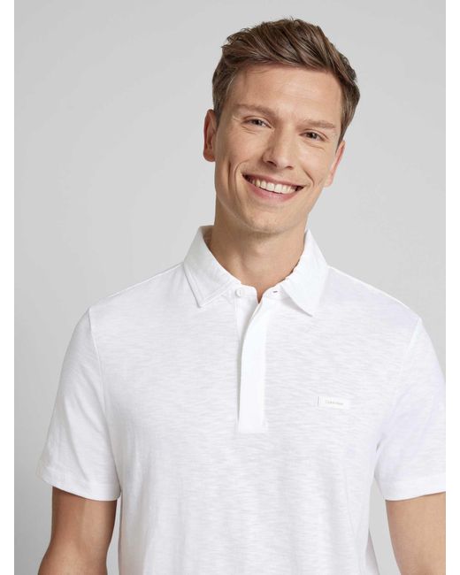 Calvin Klein Regular Fit Poloshirt mit Knopfleiste in White für Herren
