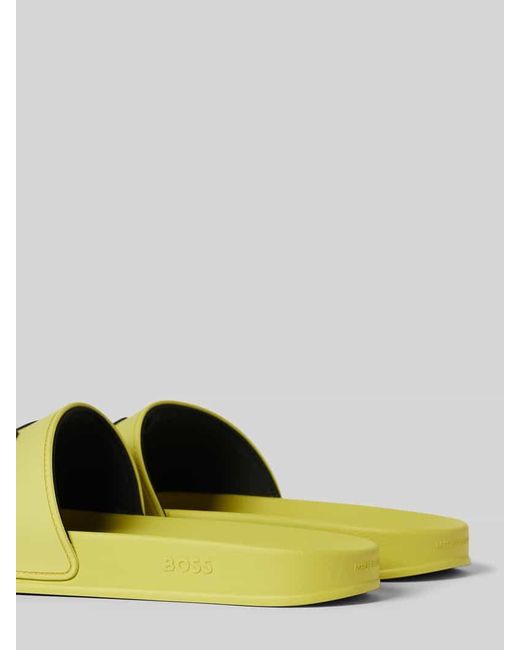 Boss Slides mit Label-Print Modell 'Kirk' in Yellow für Herren