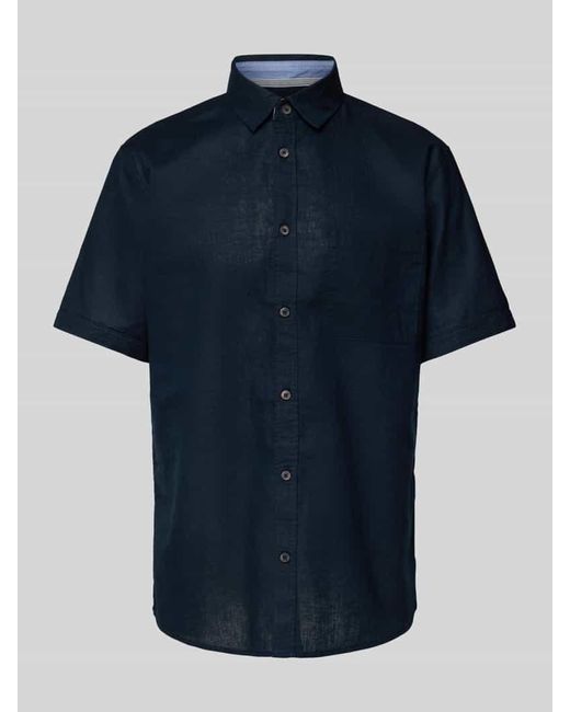Tom Tailor Regular Fit Leinenhemd mit kurzem Arm in Blue für Herren