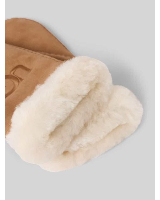 Ugg White Handschuhe aus Lammleder mit Label-Stitching