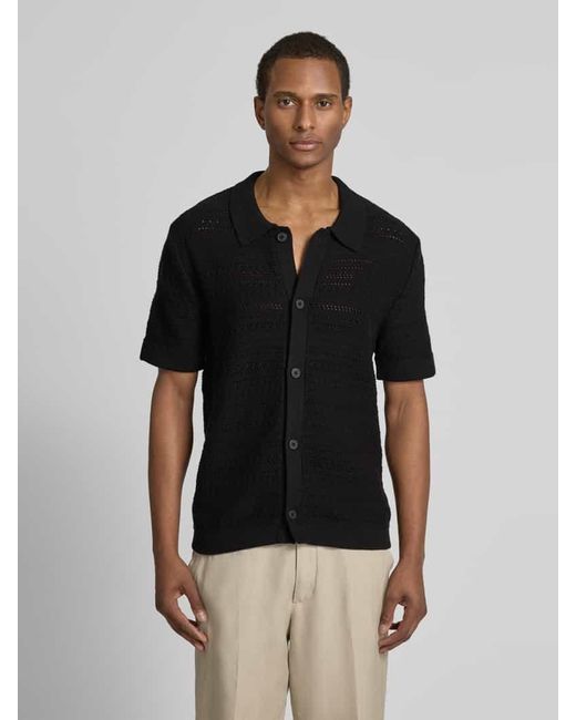 SELECTED Regular Fit Freizeithemd mit Polokragen Modell 'PALO' in Black für Herren