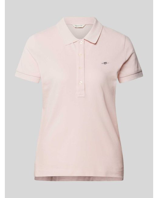 Gant Slim Fit Poloshirt Met Labelstitching in het Pink