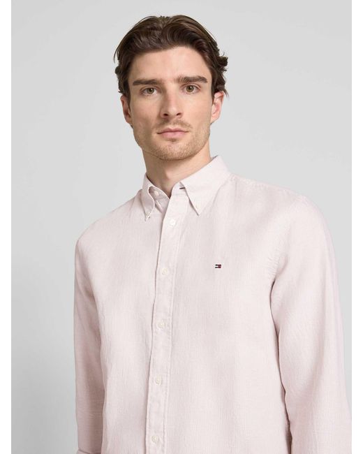 Tommy Hilfiger Regular Fit Vrijetijdsoverhemd Van Een Mix Van Katoen En Linnen in het Pink voor heren