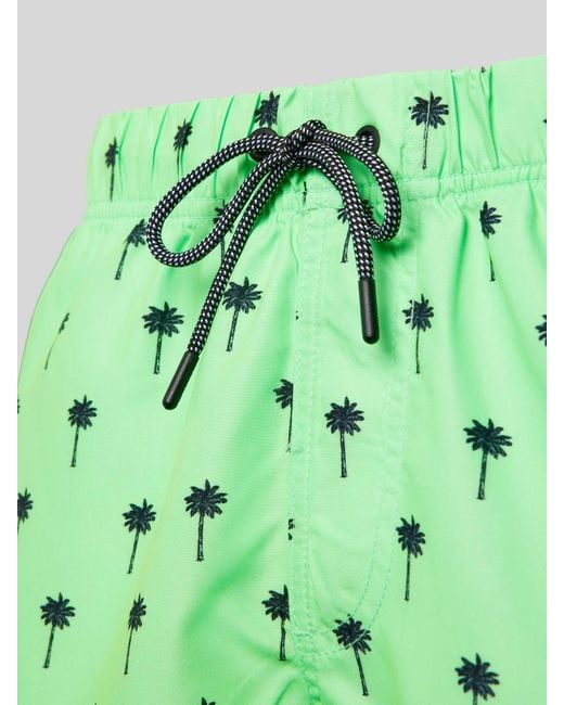 Shiwi Badehose mit Motiv-Print Modell 'Scratched Palm' in Green für Herren