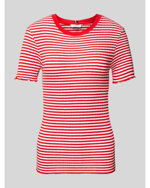 Tommy Hilfiger Slim Fit T-shirt Met Streepmotief in het Red