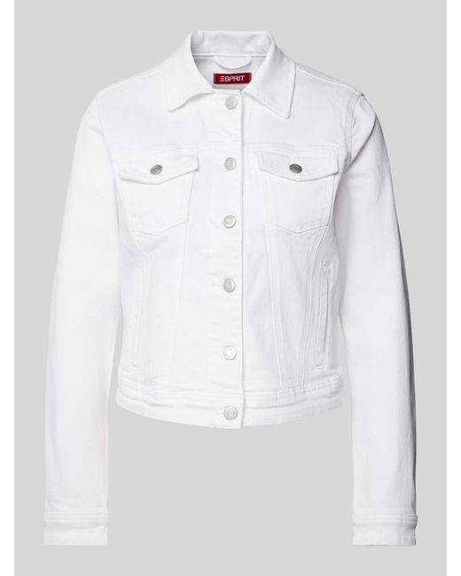 Esprit White Jeansjacke mit aufgesetzten Brusttaschen