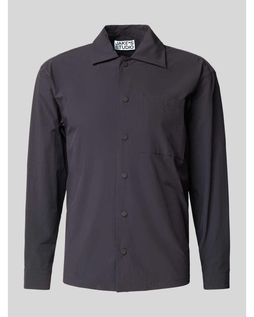JAKE*S STUDIO MEN Regular Fit Overhemdjack Met Borstzak in het Blue voor heren