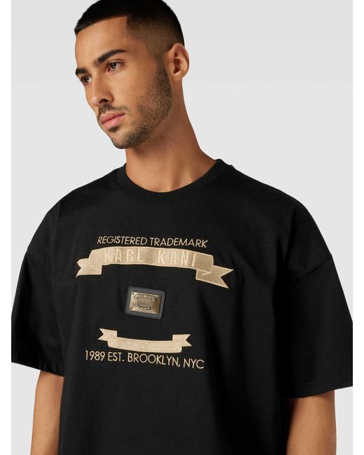 Karlkani Boxy Fit T-shirt Met Labelstitching in het Black voor heren