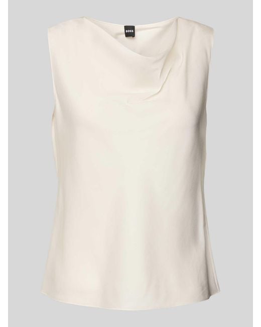 Boss Regular Fit Zijden Blousetop Met Cascadehals in het Natural