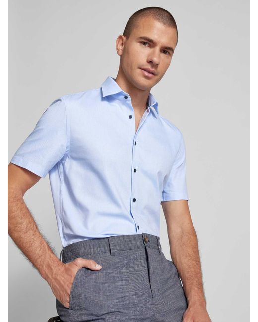 Jake*s Slim Fit Zakelijk Overhemd Met Klein Motief En Kentkraag in het Blue voor heren