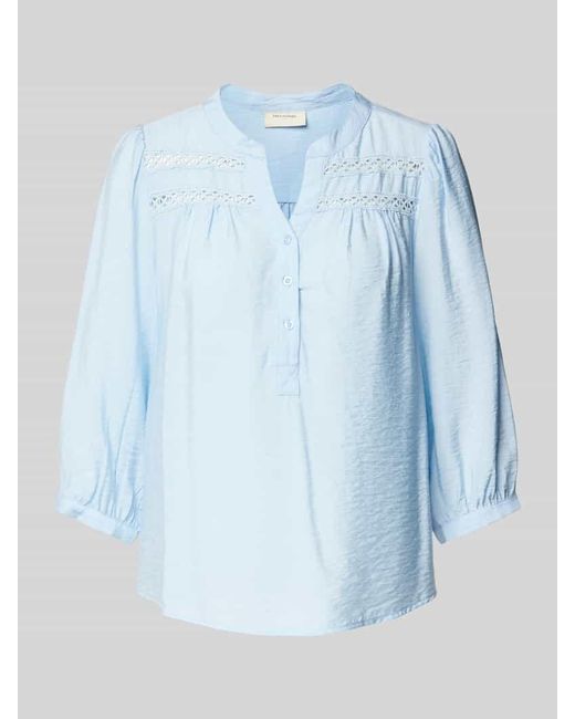 Freequent Blue Regular Fit Bluse mit 3/4-Arm Modell 'Driva'