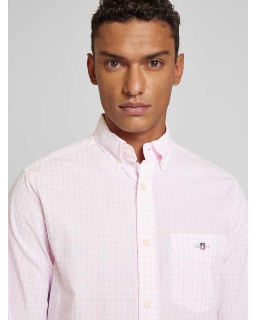 Gant Regular Fit Freizeithemd mit Vichy-Karo Modell 'POPLIN' in Pink für Herren