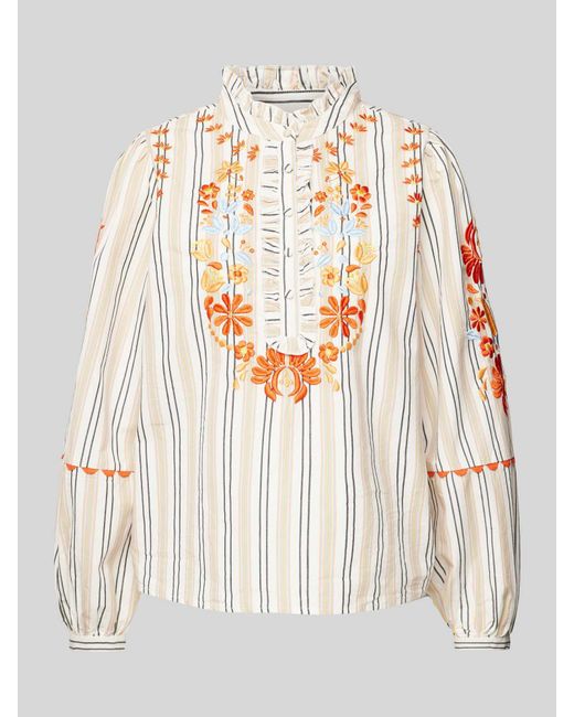 Rich & Royal White Bluse mit floralen Stickereien