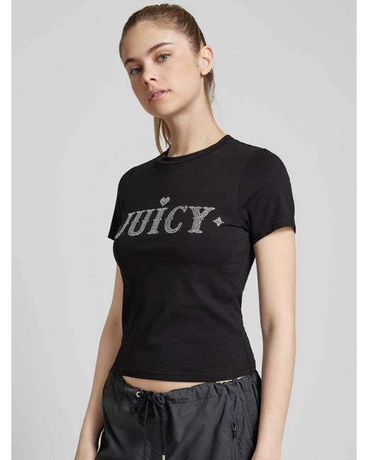 Juicy Couture Black T-Shirt mit Ziersteinbesatz und Rundhalsausschnitt