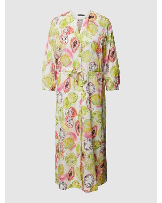 Marc Cain Metallic Kleid mit floralem Allover-Print