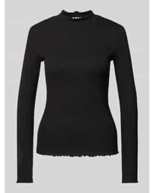 Tom Tailor Slim Fit Shirt Met Lange Mouwen Van Katoenmix Met Boorden Met Volants in het Black