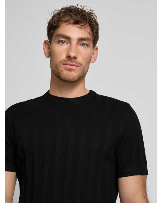Lindbergh T-Shirt mit Strukturmuster in Black für Herren