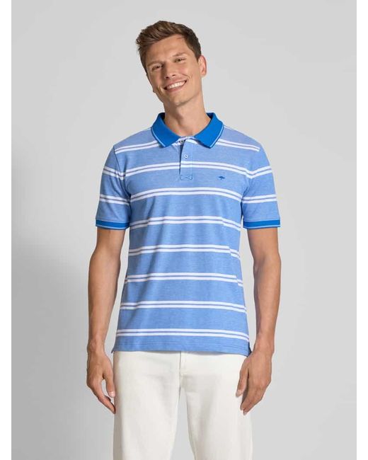 Fynch-Hatton Regular Fit Poloshirt mit Label-Stitching in Blue für Herren